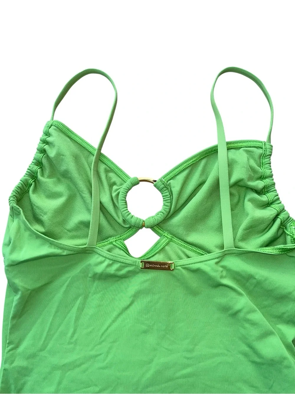 Michael Kors Vintage Green Goldtone Branded Logo Ring Swimsuit Size 14